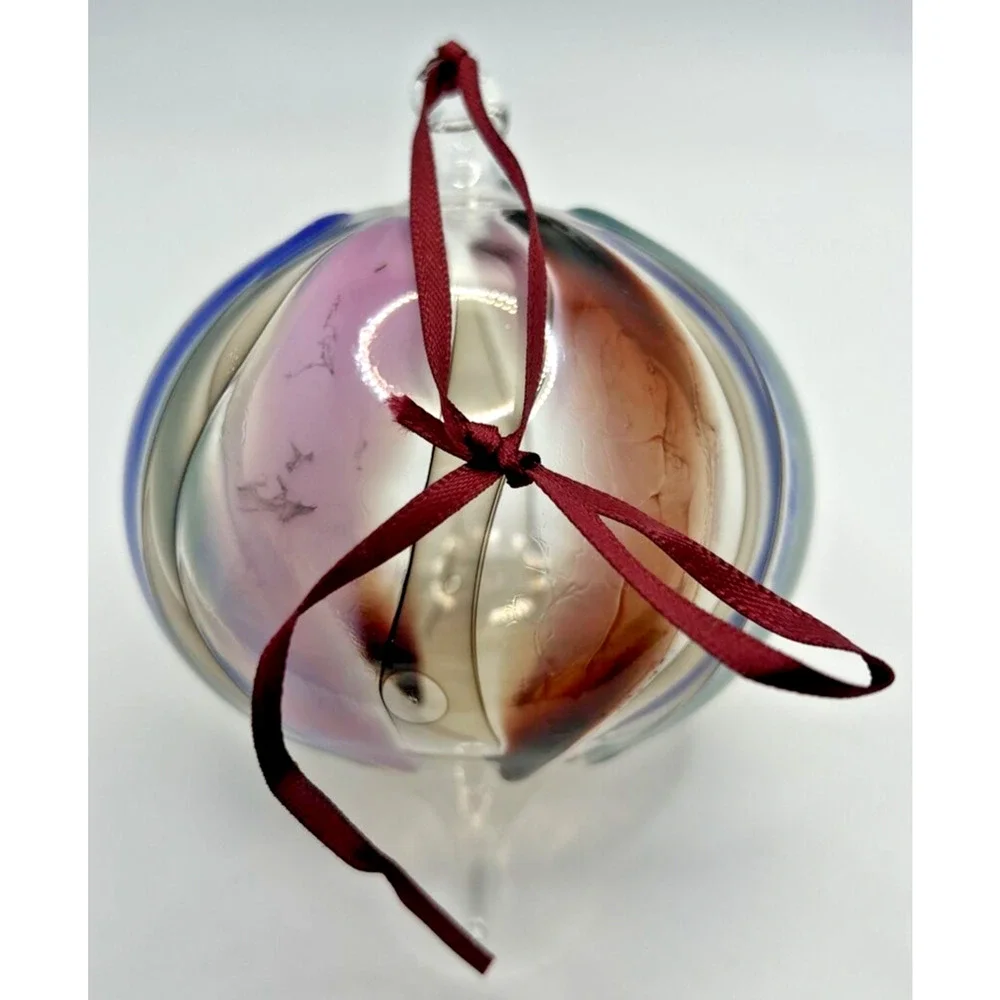 Vintage Art Glass Twisted‎ Blue Purple Green Maroon Ornament U257/11
